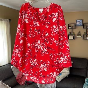 Ava and Viv red long sleeve top - 2X